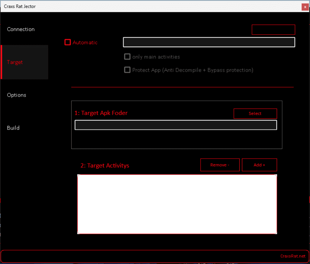 Craxs Rat Injector Tool to inject payload in anyapp