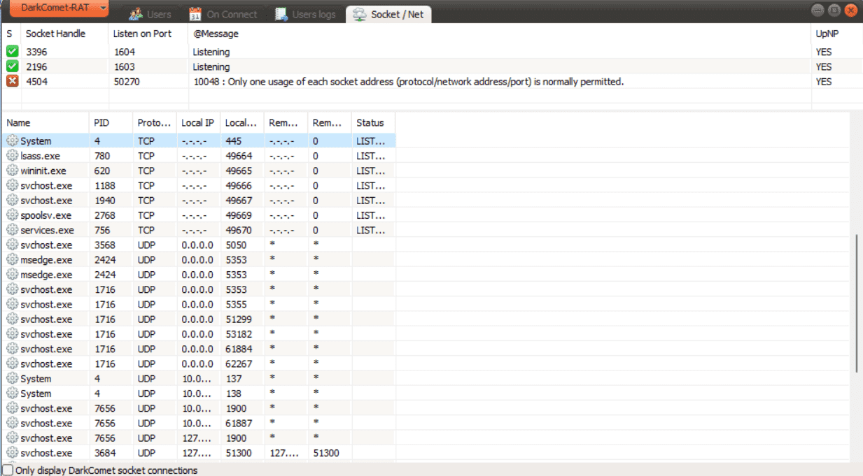 Dardcomet RAT port setting