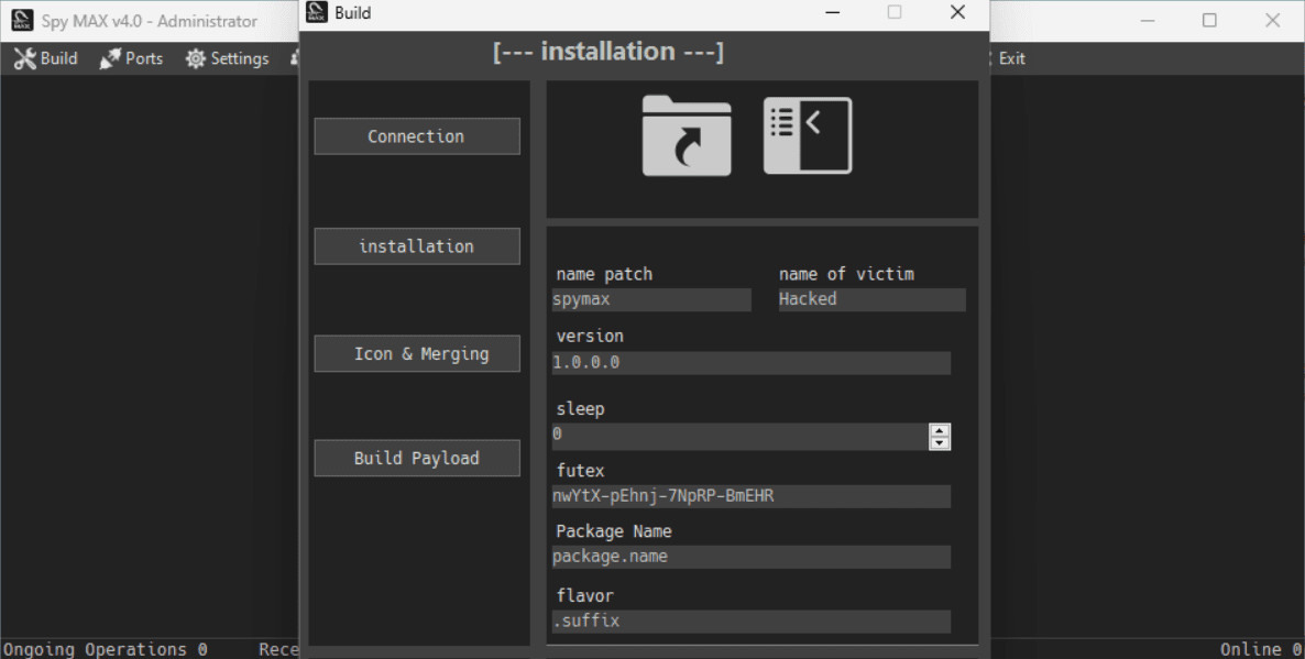SpyMax Rat Builder installation setting