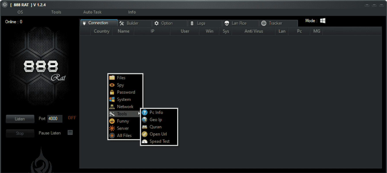 888 Rat Other hacking Feature - these are extra tools to hack someone