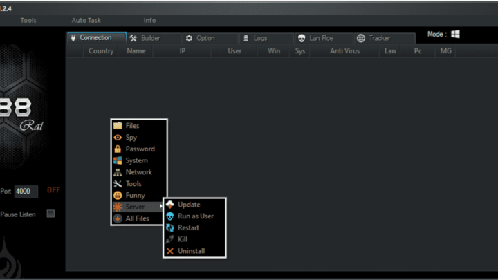 888 Rat Server Feature - server feature allow to create a victim computer to server to use it as own