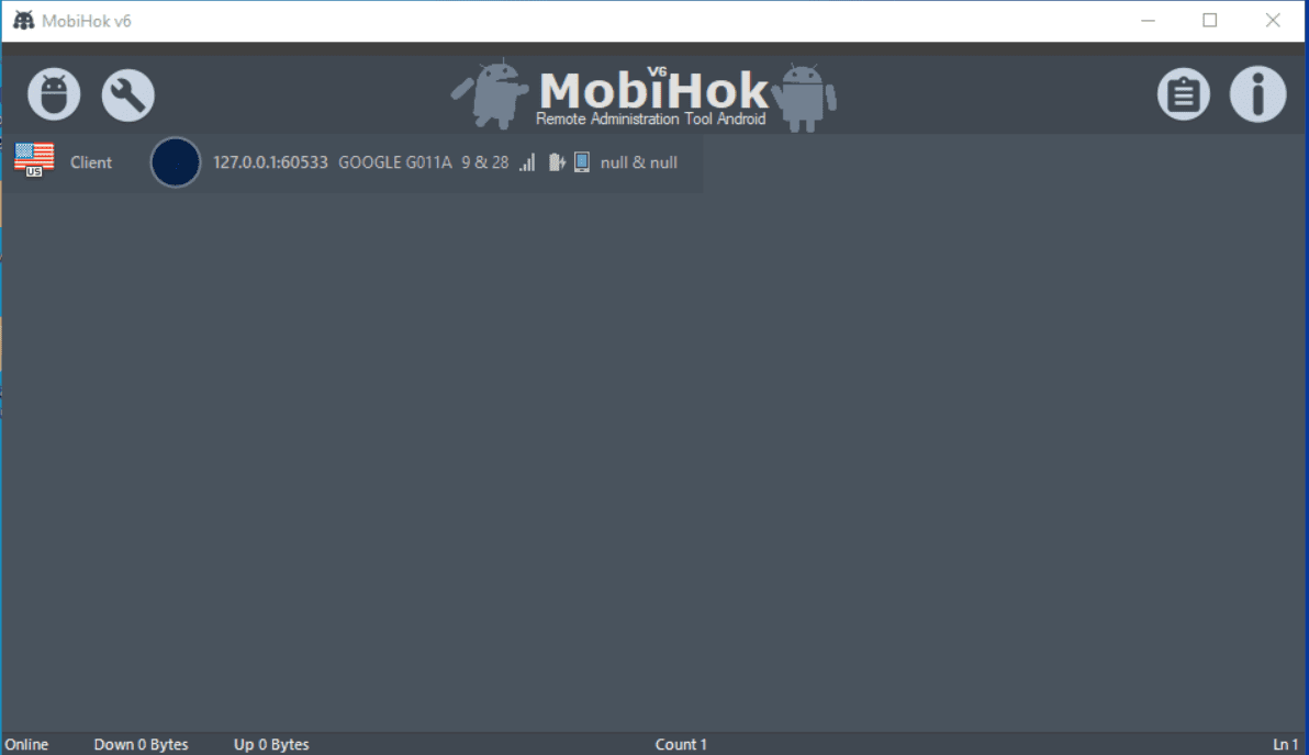 MobiHok Rat Home Screen