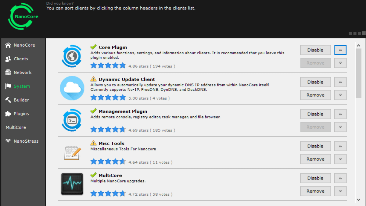 NanoCore Rat Plugins Add and Remove