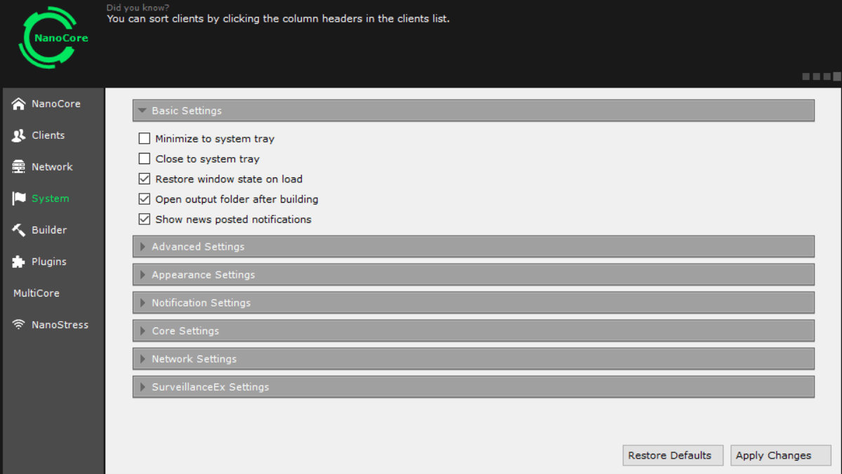 NanoCore Rat - Settings