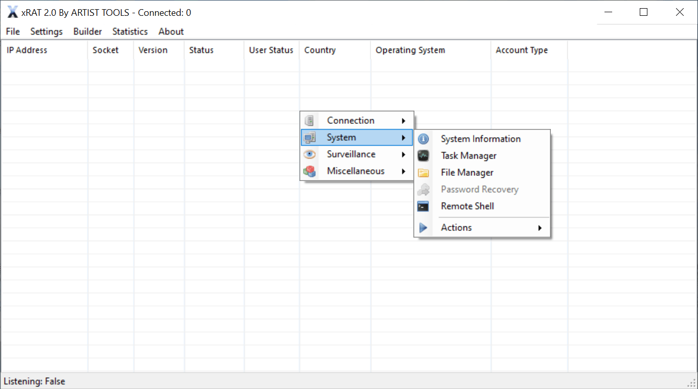 xRat - System Hacking