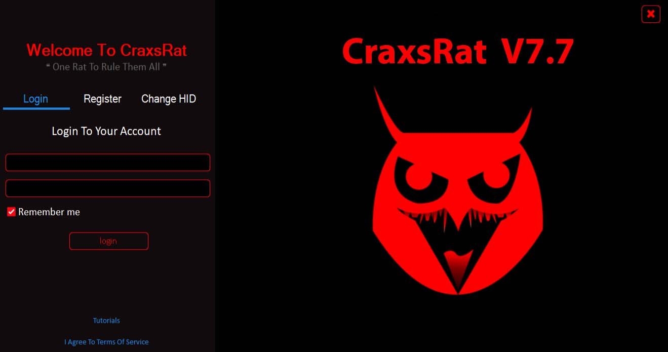 Craxs Rat V7.7 - Login Page
